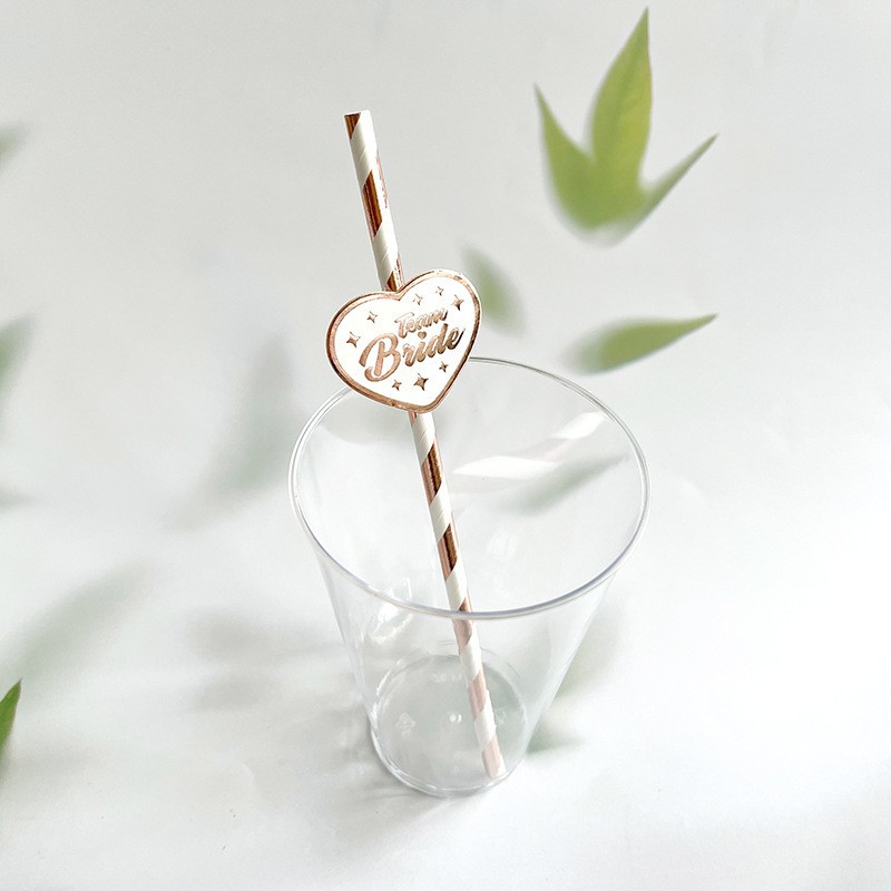 Transfronterizo en stock suministro despedida de soltero fiesta boda bebida Decoración paja colocación creativa paja de papel degradable