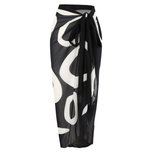 European and American independent website, Instagram-style women's beach skirt, hot-selling retro printed lace-up skirt