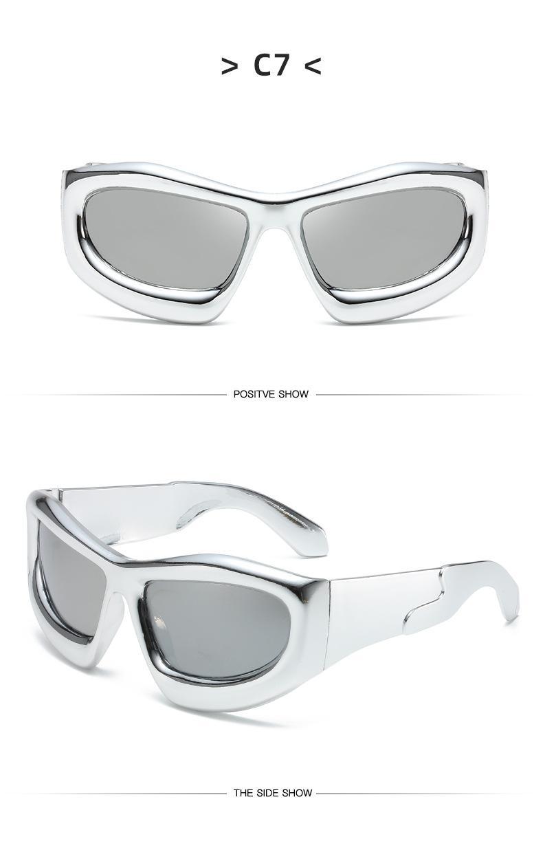 Y2K Exaggerated Solid Color Ac UV400 Protection Special-Shaped Mirror Full Frame Women's Sunglasses display picture 18