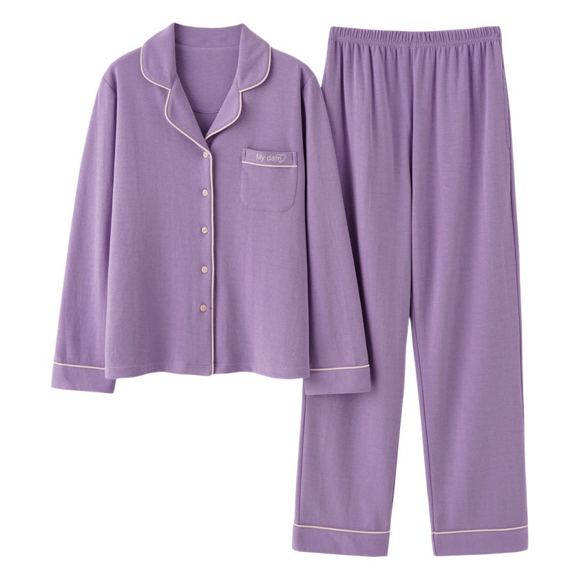 Pijamas mujer primavera y otoño 100% algodón de manga larga cardigan otoño algodón casual prendas de vestir exteriores ropa de hogar otoño e invierno dos piezas