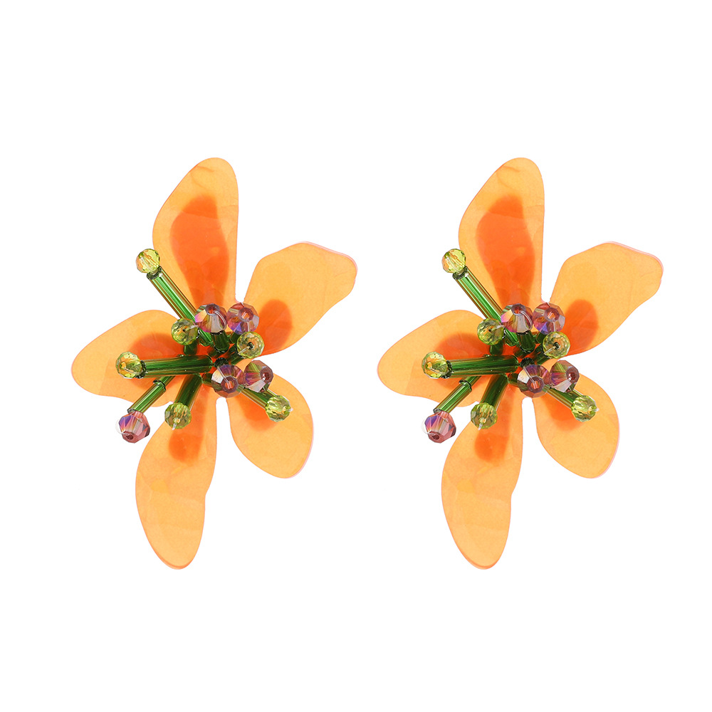 1 Pair Simple Style Flower Arylic Handmade Women's Ear Studs display picture 3