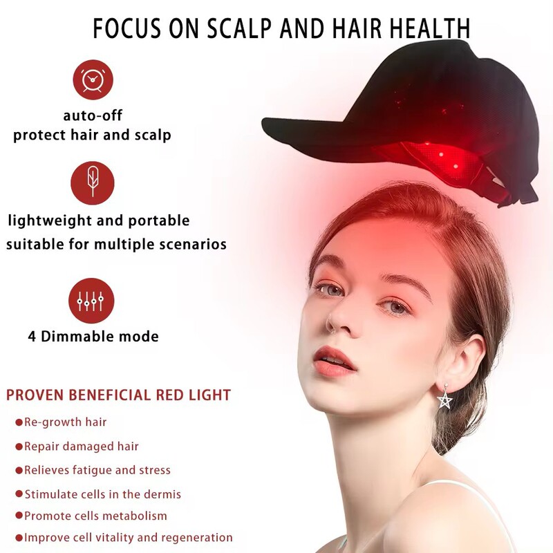 ポータブル育毛装置開発インテリジェント赤色光 LED 赤色ヘアケア髪密な髪帽子 LED 育毛|undefined