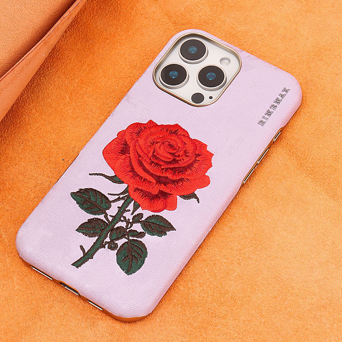 Ốp lưng iPhone 16 Pro Max thêu hoa hồng mạ điện sang trọng, chống sốc viền dày — Màu đen, Màu đỏ, Màu hồng, Màu xám chi tiết 16