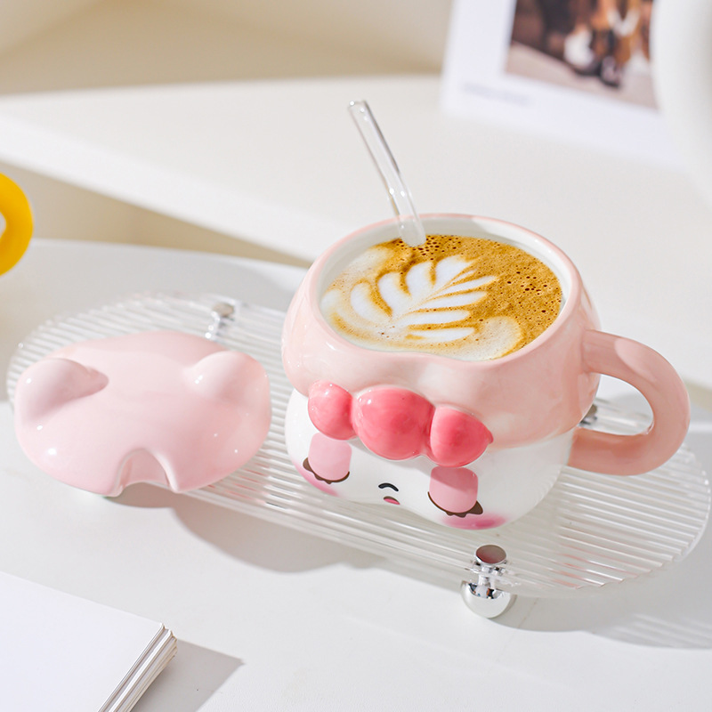 Creativa y encantadora chica taza de paja de cerámica taza para una chica mejor amiga práctica regalo de cumpleaños taza acompañante regalo