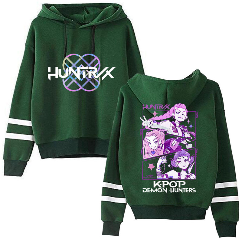 跨境新品KPop Demon Hunters 周边清新甜美长袖双杠连帽卫衣一件|undefined