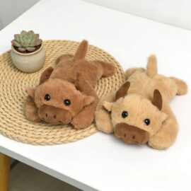 跨境新品Cute Highland Cow 毛绒掌中宝仿真趴趴高地牛公仔手腕托