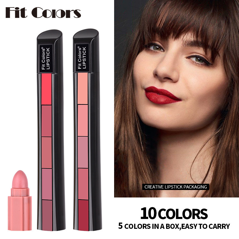 Fit Colors Matte 5-color Lipstick set 5-section matte Velvet brightening Lip gloss Lipstick Specification drawing