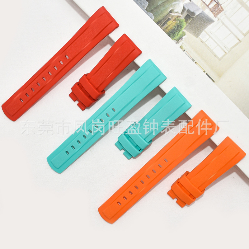 Wholesale 20/22mm silicone quick release raw ear strap for labor. Strap Universal Black Green Water Yacht Log