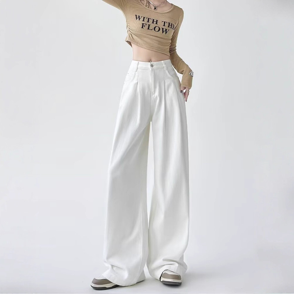 Demi-season loose straight jeans