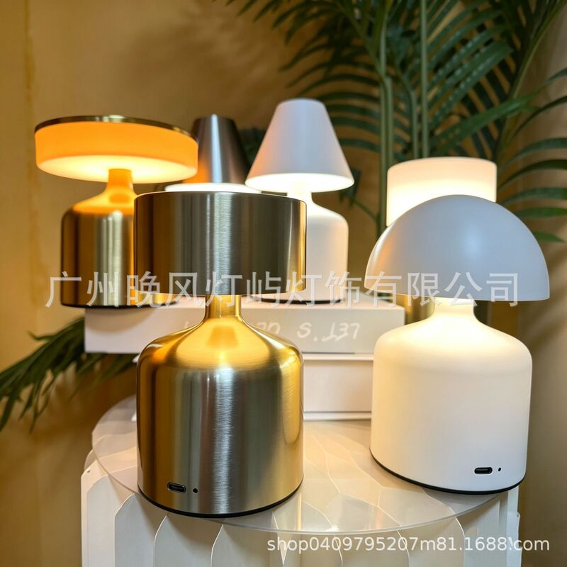 Factory Direct Supply of Light Luxury Dumbbell-Shaped Table Lamp, Metal Dumbbell Design, Suitable for Living Room, Dining Room, Bar, Bedroom, Desktop Rechargeable Night Light