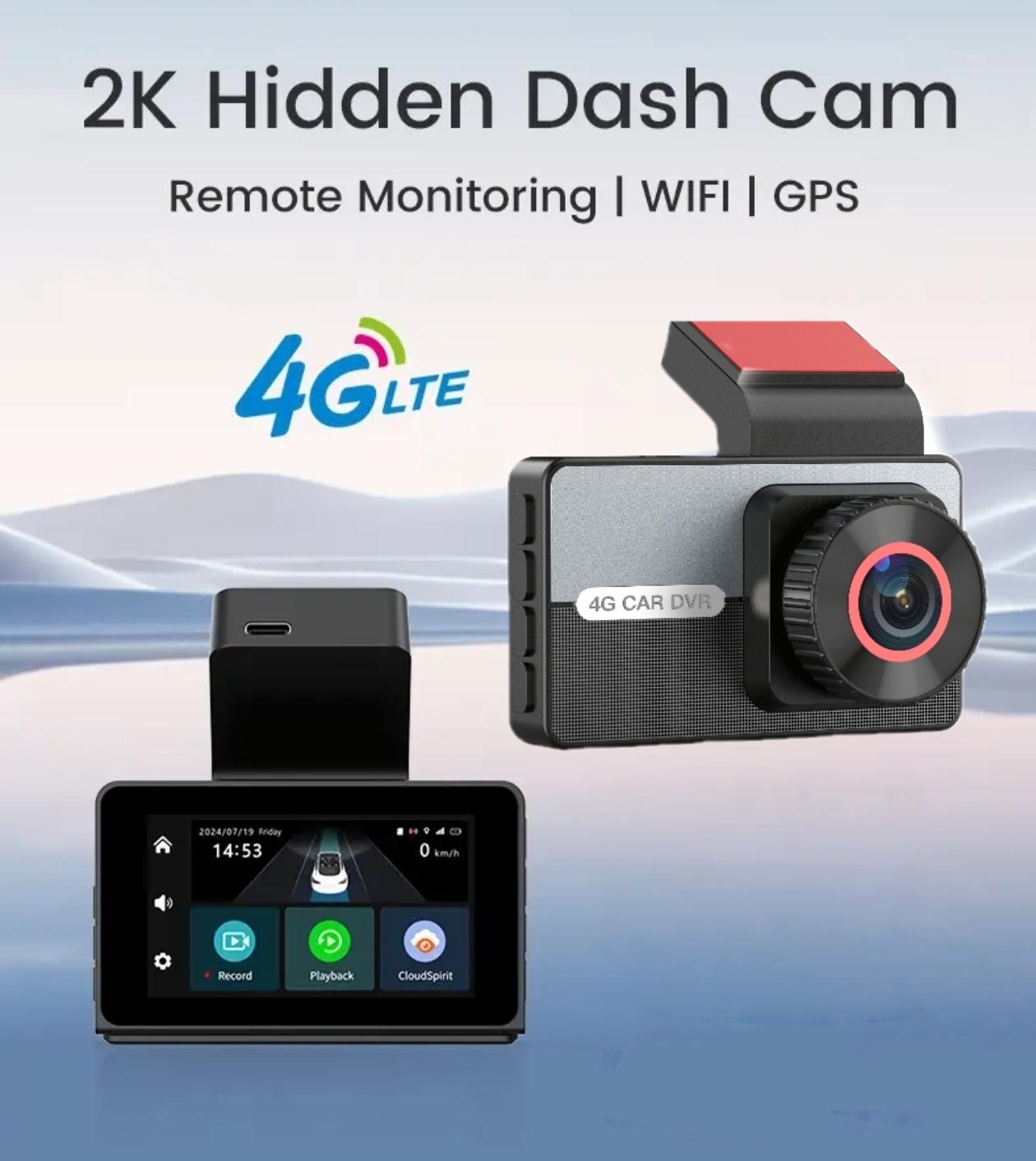 Cross-Border Universal 4g Remote Positioning Driving Recorder Front and Rear Dual-Lens High-Definition Parking Monitoring Multi-Language