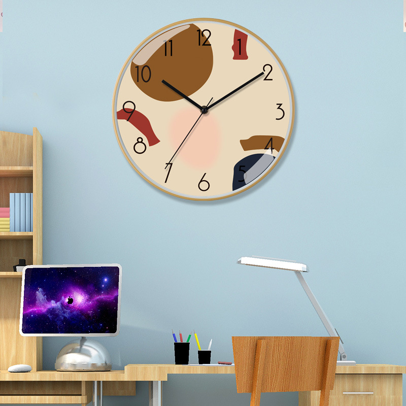 12-pulgadas 30cm nuevo estilo chino de madera-como patrón de bambú cepillado reloj mudo moda sala de estar personalizada creativa transfronteriza Reloj de pared