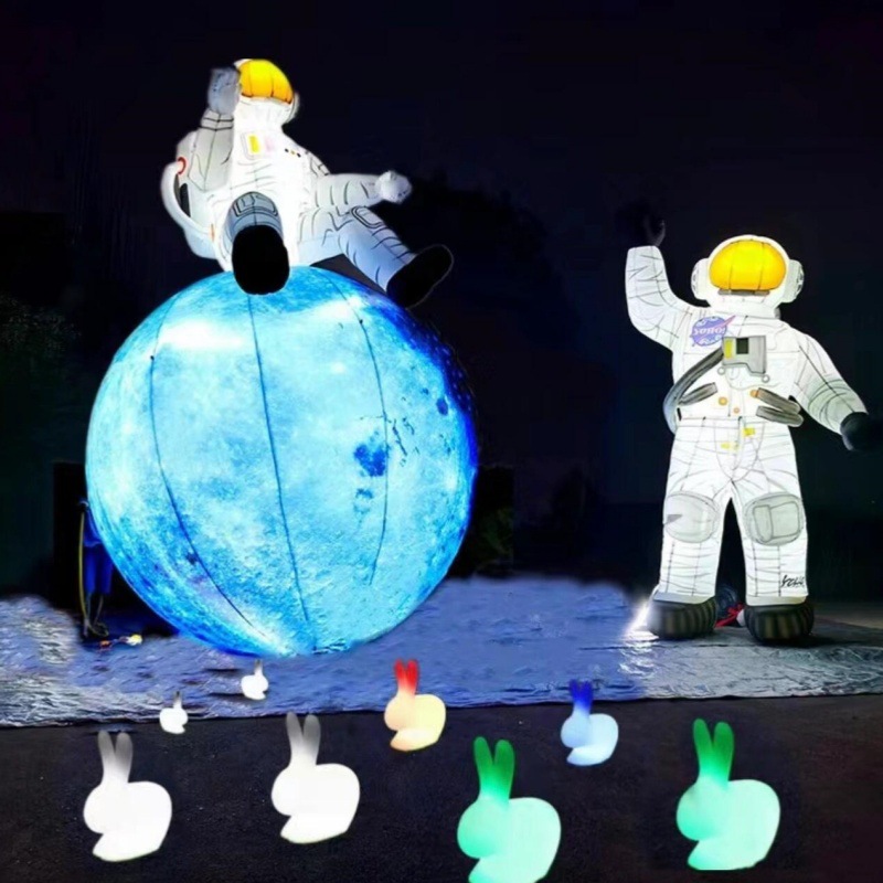 充气星球宇航员气模闭气发光月球太空主题展八大行星户外商场美陈