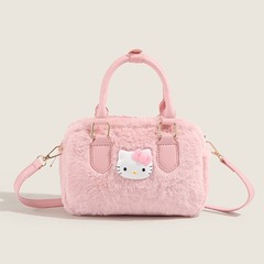 CDIWRI & KARI秋冬新作毛むくじゃら可爱いピンク系キティキャット斜めがけバッグ小众ワンショルダー