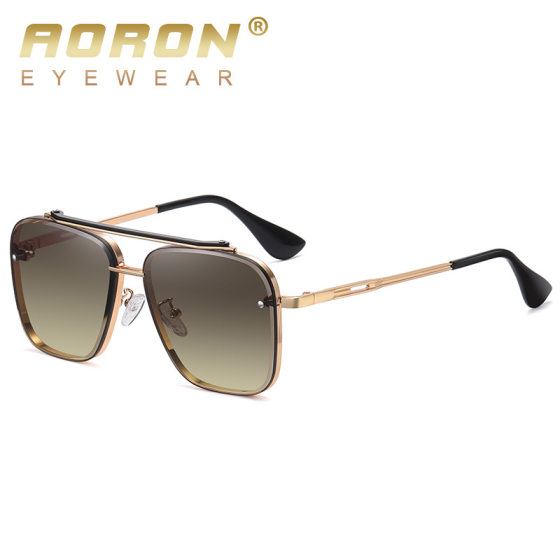 AORON New Gradual Sunglasses Glasses Colorful Double Color Large Frame Sunglasses Fashion Metal Glasses A689
