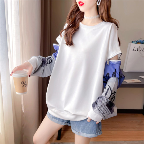 Korean style street style zippered hollow sweatshirt for women, loose and versatile spring and autumn wear, Harajuku style thin printed top