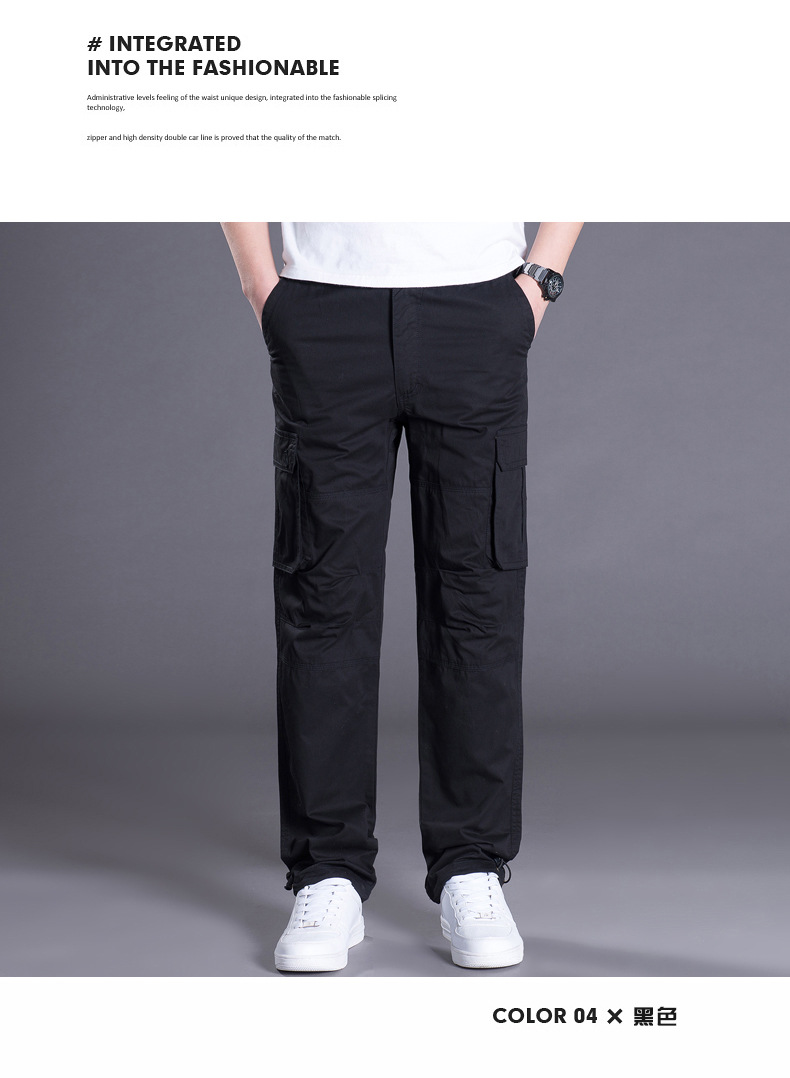 Manufacturer's Spring Multi Pocket Work Pants For Men, Loose Fit Plus Size, Pure Cotton Casual Pants, High-quality Trendy Men's Clothing_voghion.com