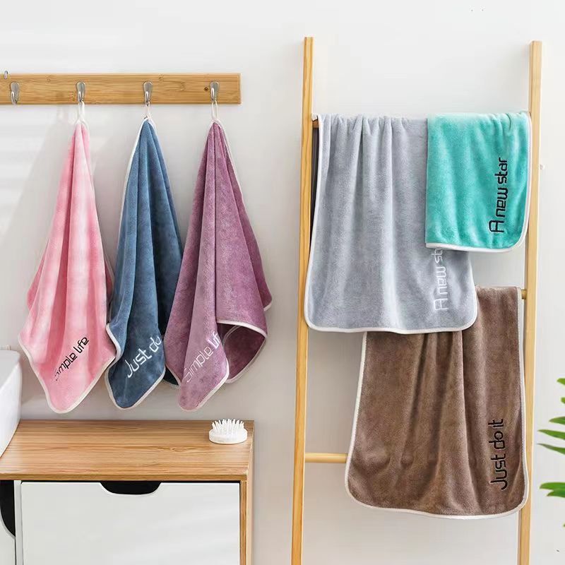 Youth Style Towel Bath Towel Set Towel Net Red Letter Embroidery Two-Piece Set Soft Absorbent Large Towel Factory Supply