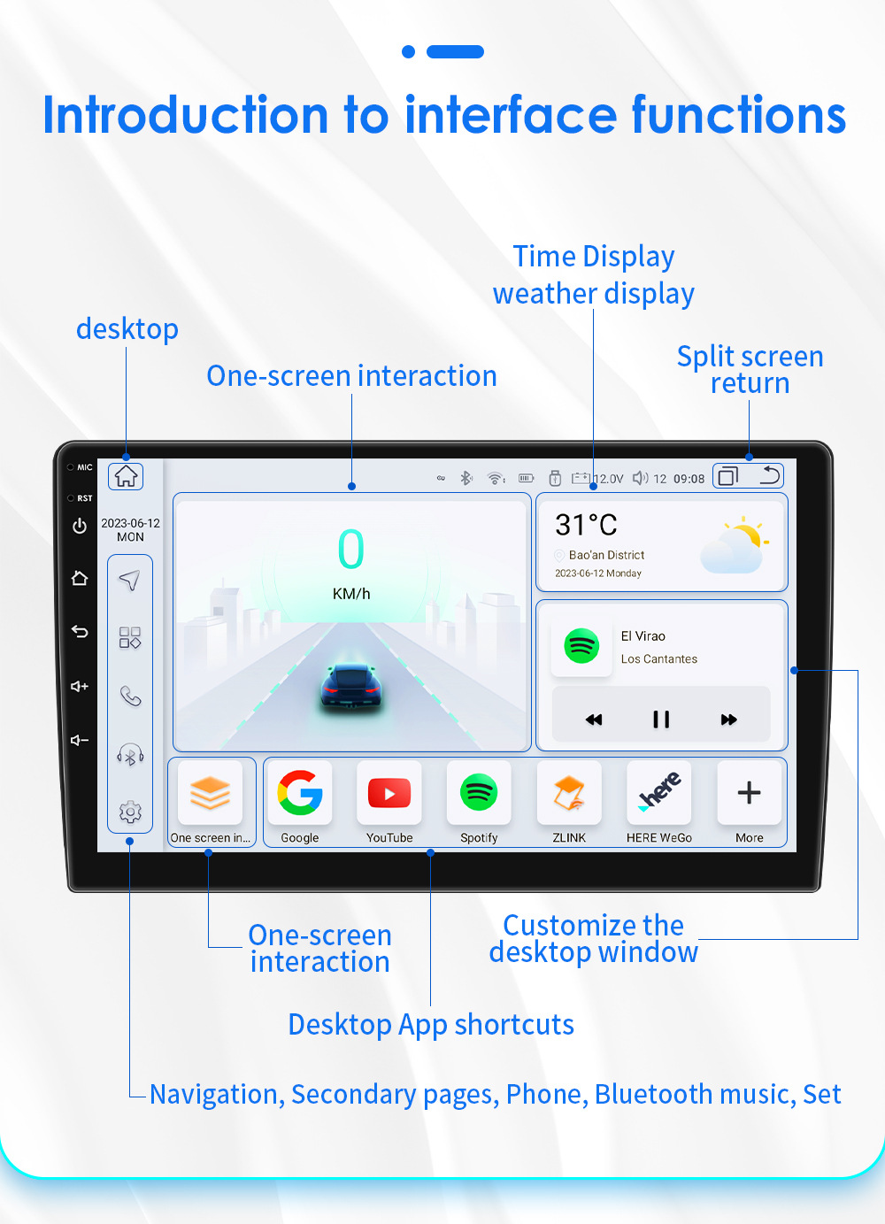Cross-border 9-inch 10-inch universal machine Android smart car large screen navigation player reversing image all-in-one machine