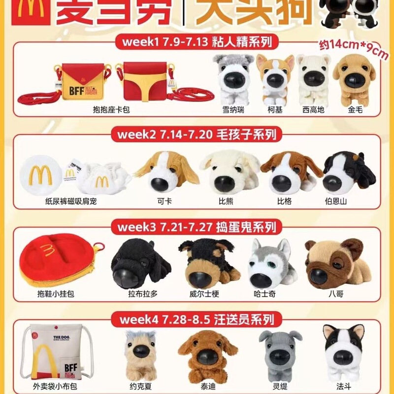 BFF＆マクドナルド ビッグヘッドドッグ連動粘着毛子シリーズ ピッケルシリーズ パピーメッセンジャーシリーズ|undefined