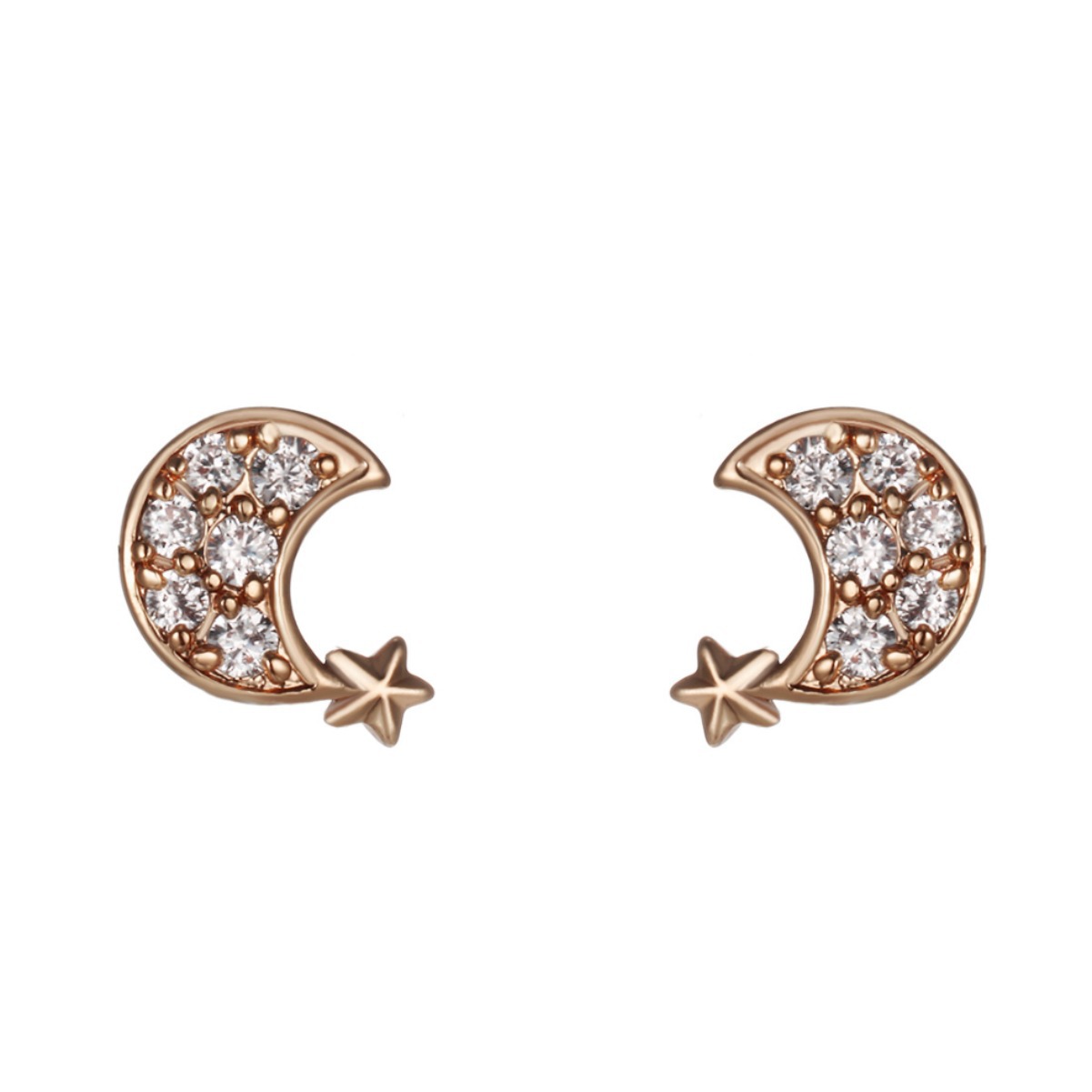 Joyería Xuping aleación de diamante completo pendientes de zircón ligero de lujo de alto nivel sensación de pendientes lindos japoneses y coreanos pendientes de luna estrella para mujeres