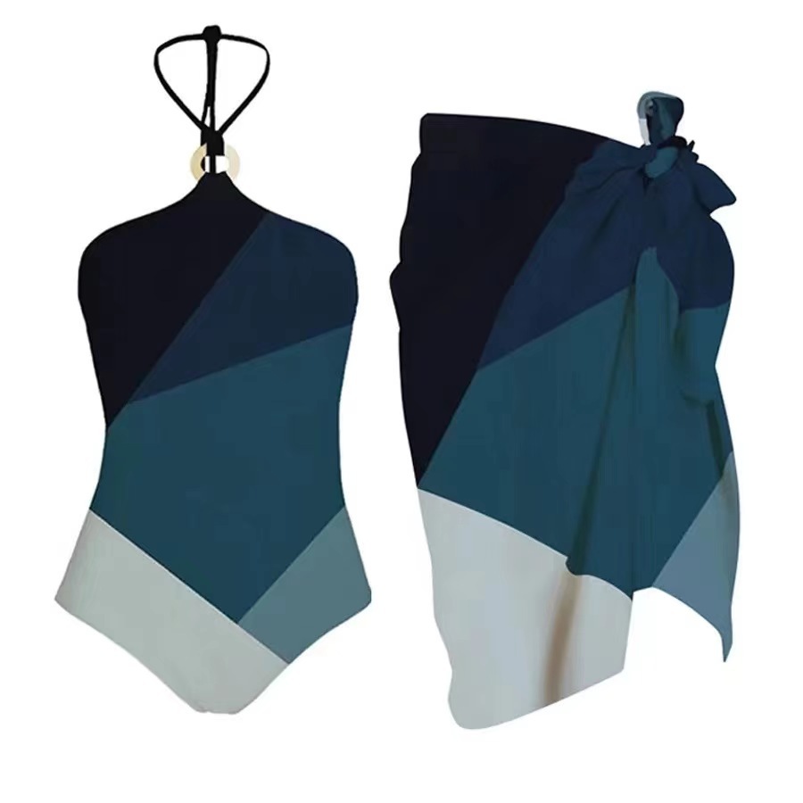 GraceChic GraceChic European And American One-Piece Two-Piece Set Cross-Border Hot Sale Sexy Color Block Strap Tight-Fitting Gathered_voghion.com