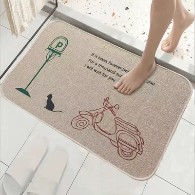 Bathroom Non-Slip Mats, Door Mats, Avtomobil döşəmə paspasları - beloved-little-motorcycle-linen-4060cm