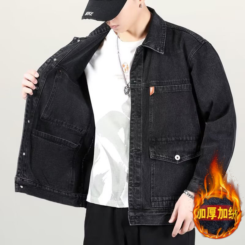 Otoño e invierno forro polar cálido chaqueta de mediana edad marca de moda japonesa de los hombres de gama alta multi-Bolsillo ropa de trabajo suelta más tamaño chaqueta de moda