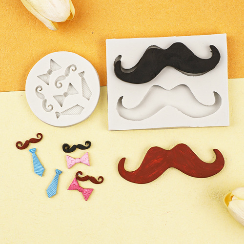 Father's Day Men's Tie Bow Tie Mustache Butterfly Tie Silicone Mold Fondant Cake Decoration Dried Petal Shape Mold
