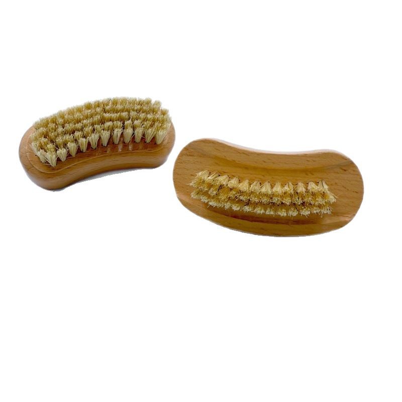 Herramientas de uñas al por mayor transfronterizas Cepillo de manicura estrecho de doble cara de madera maciza Cepillo de lavado de manos Cepillo de limpieza de uñas Cepillo de queratina Cepillo de uñas