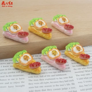 新款立体香肠煎蛋披萨食玩  diy奶油胶饰品配件头饰挂件手机壳