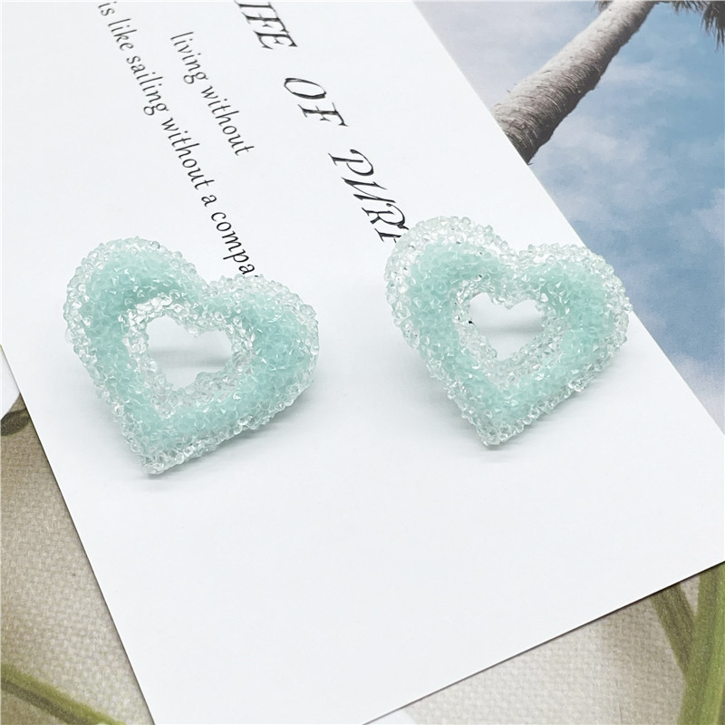 Korean Cute Candy Color Heart Resin Earrings display picture 5