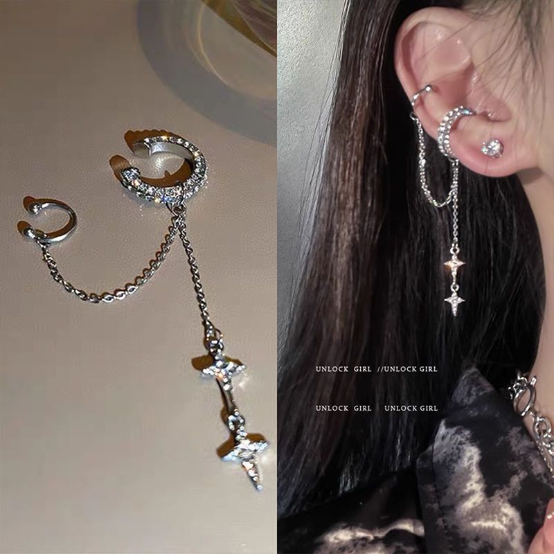 New style tassel niche personalized ear bone clip earrings one-piece non-pierced female high-grade cold style temperament earrings