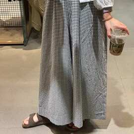 韩系复古格子裙裤女2026年春秋季新款宽松显瘦慵懒垂坠感九分裤