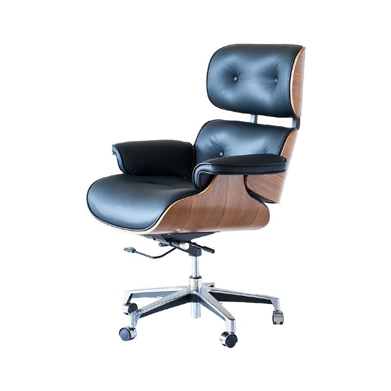 Silla de oficina ergonómica Eames, silla de ordenador moderna y minimalista para el hogar, silla ejecutiva de cuero cómoda y ligera de lujo