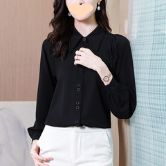 雪紡襯衫女長袖2025秋季新款大碼寬鬆洋氣設計感小眾打底上衣潮