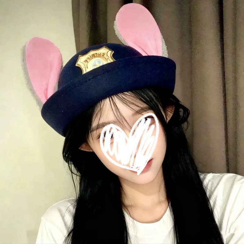 Judy Rabbit Police Officer Cos Costume Hat Children's Top Hat Adult Child Hat Badge Dome Rabbit Ears Paradise