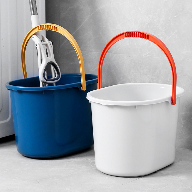 Large Wholesale Rubber Cotton Mop Bucket Rectangular Plastic Wide Mouth Thickened Mop Bucket Household Dormitory Flat Mop Bucket