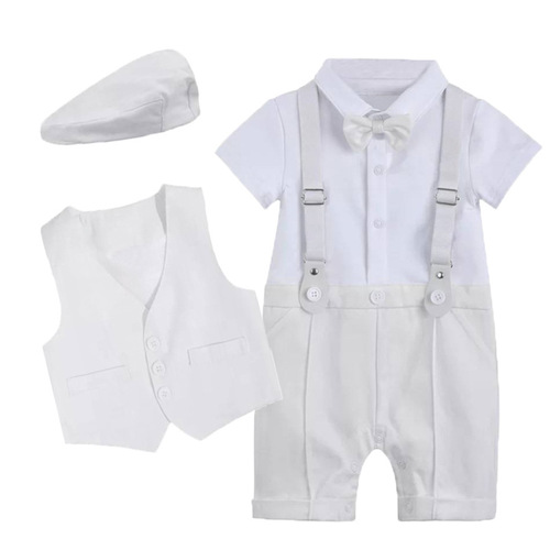 Baby boy gentleman's one-year-old christening dress European and American new boy's new one-piece romper one-piece children's clothing dress