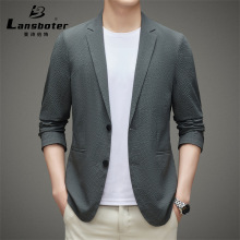 轻奢无里布包边免烫单西弹力男式便西春夏青年小西装潮流休闲外套