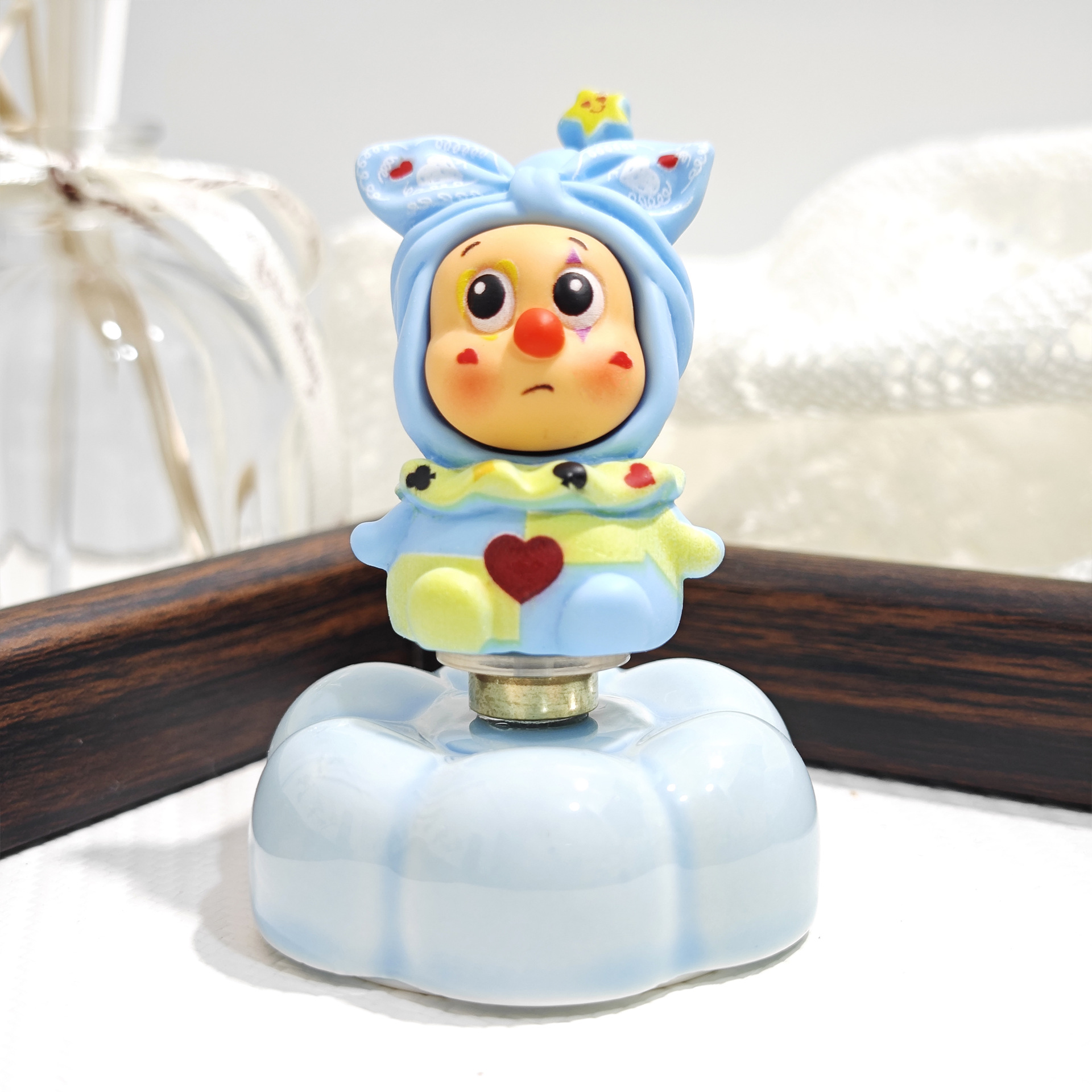Circus Clown Star Character Ceramic Rotating Figurine, Modified Cute Doll, Second-Creation Car and Desktop Ornament Toy