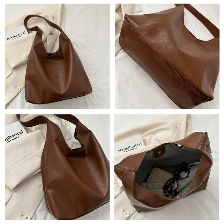 Sac à main tendance en cuir souple grande capacité pour femme, collection automne-hiver 2025, sac fourre-tout polyvalent à porter à l'épaule ou sous le bras_voghion.com