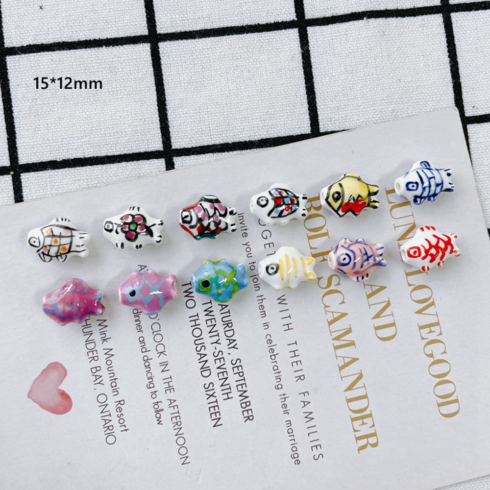 10 PCS/Package 15*12mm Ceramics Fish Jewelry Accessories Beads display picture 2