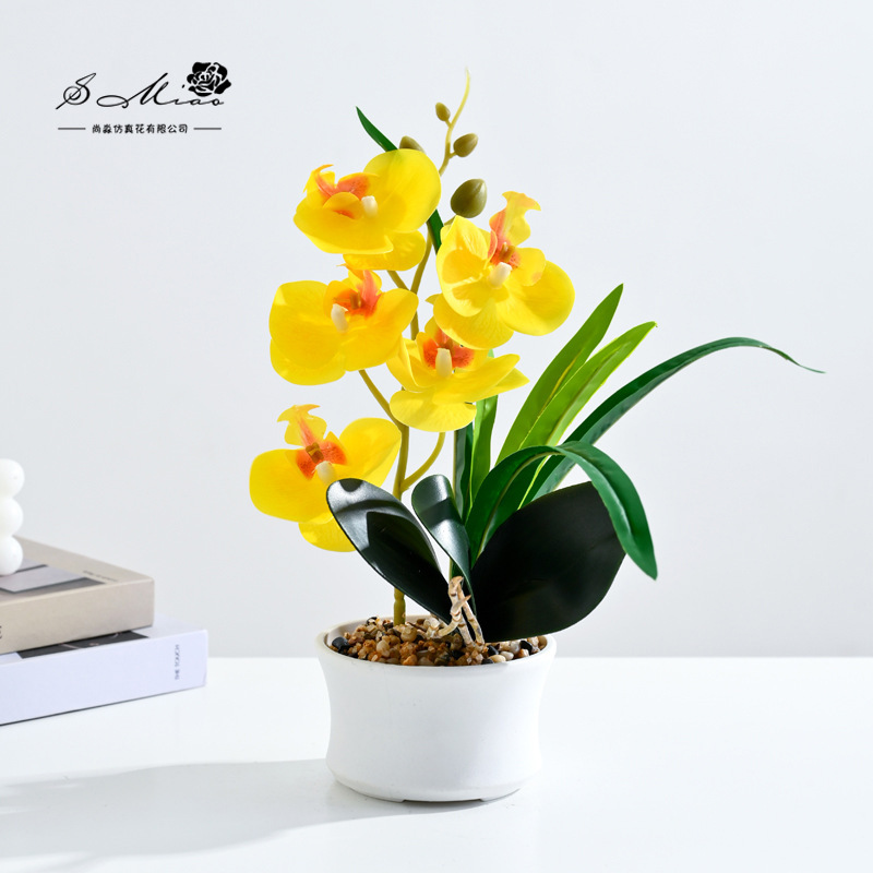 flores falsas cinco mariposa orquídea pequeña fábrica de flores de simulación bonsai directamente para decoración del hogar una plantación de imitación en maceta image 3