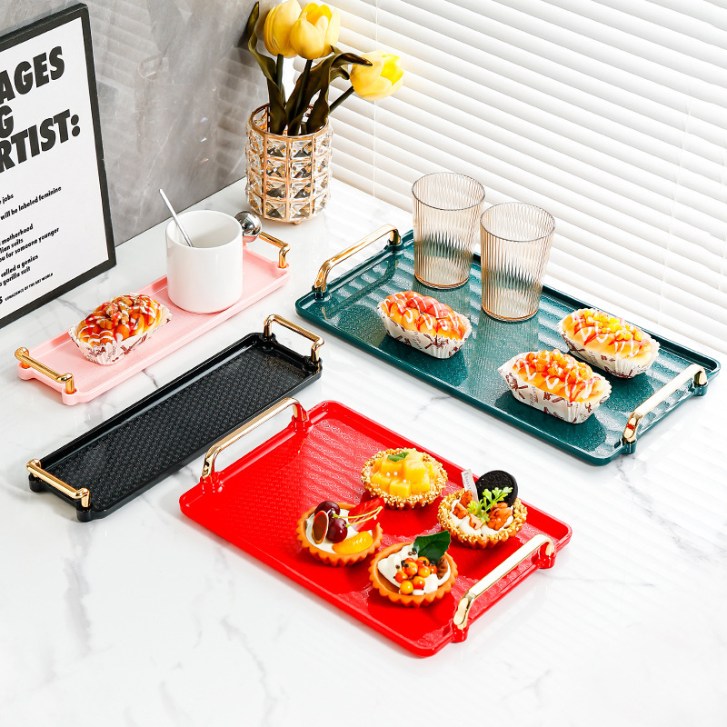 Cross-border Christmas Tray Household Tea Cup Cup Tea Tray Plastic Living Room Coffee Table Cup Rectangular Fruit Dinner Plate