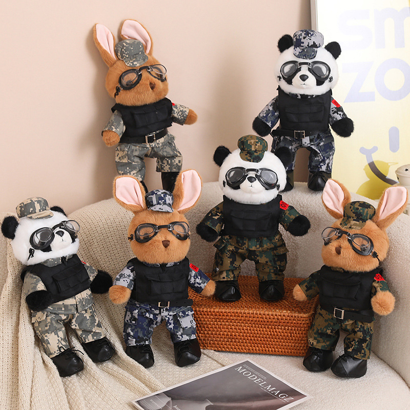 Camuflaje Panda Montar Muñeca Conejo Muñeca Soldado Soldado Hermano Peluches Soldado Veterano Memorial Ceremonia de Policía