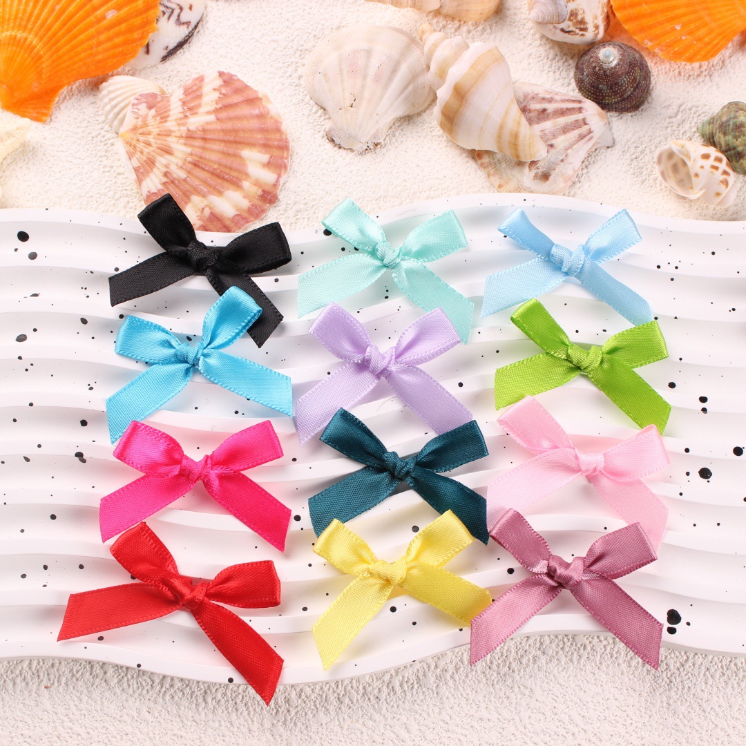 In-Stock Wholesale 1cm Ribbon Bows for Socks, Shoes, Hats, Satin Ribbon Bows, Cake Toy Inserts, Accessories, and Components