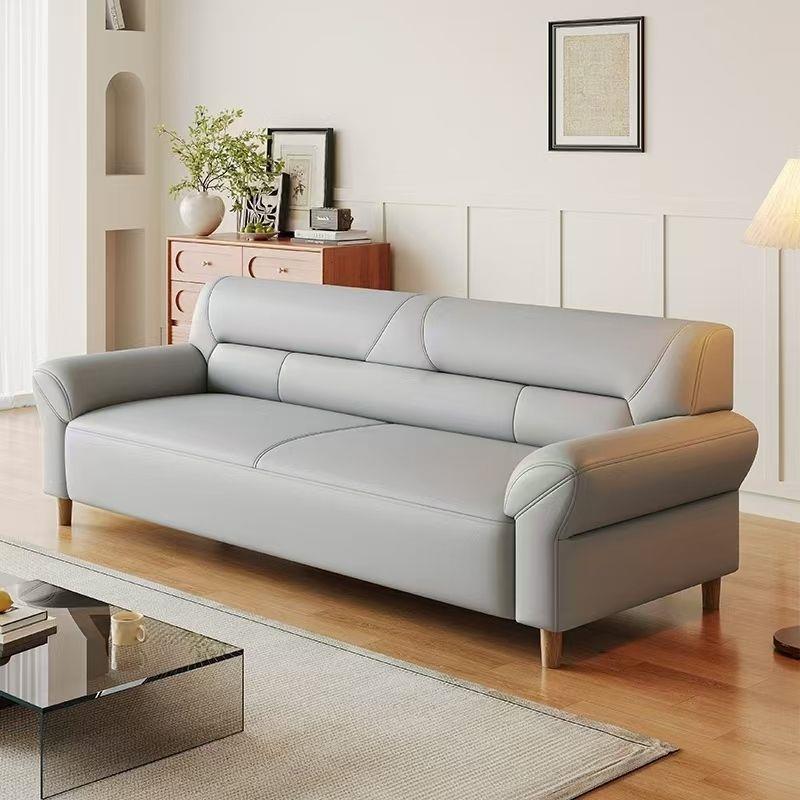 Moderno sofá de cuero simple de cuatro personas pequeño tipo sofá doble sala de estar de oficina casera combinación de sofá de cuero