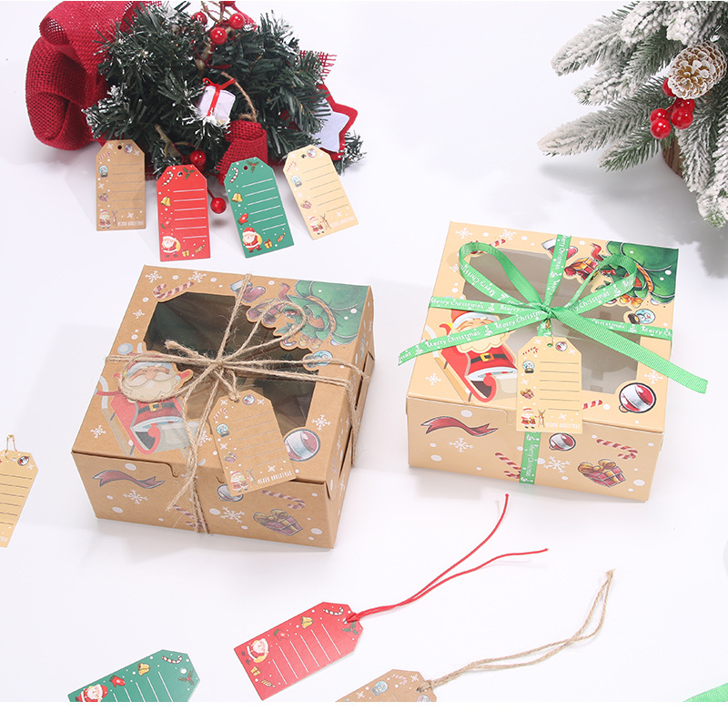 创意开窗圣诞节纸杯蛋糕包装盒烘焙西点杯子蛋糕盒礼物打包盒透明