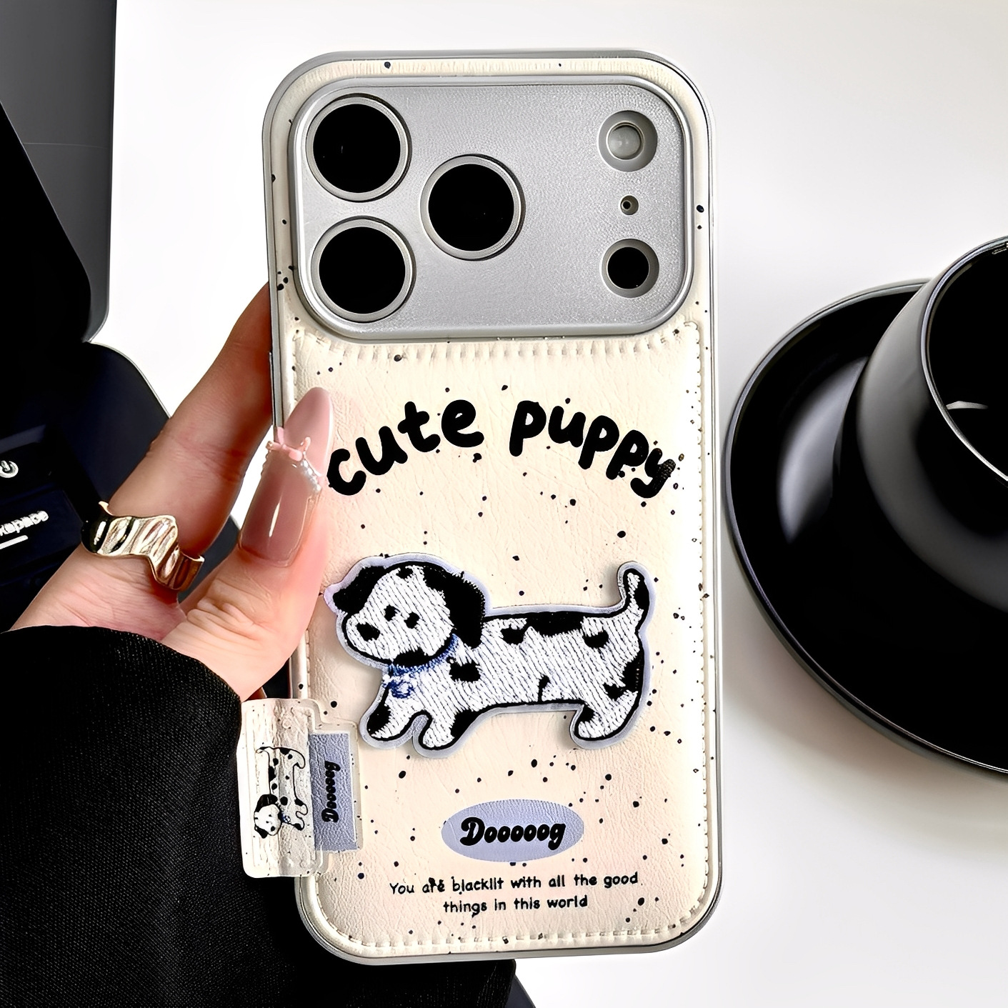 Art Splash Ink Embroider Dog Suitable for Iphone17Promax Apple 16 Mobile Phone Case 15 Autumn and Winter 13 New Style 14